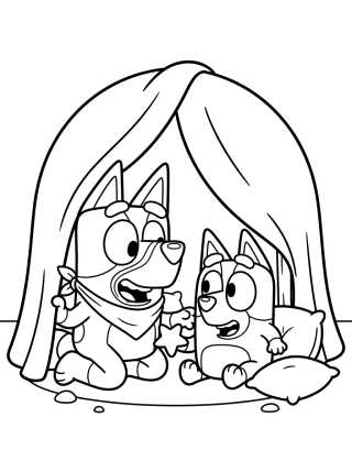Bluey e Bingo Brincando para colorir Desenho de Bluey e Bingo Brincando para colorir e imprimir grátis