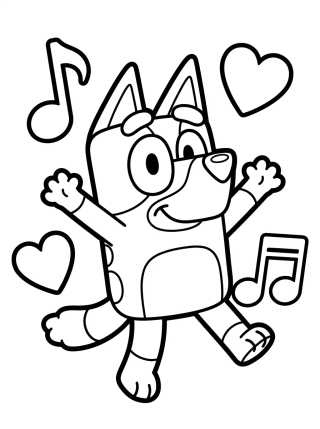 Desenho de Bluey Feliz Dançando para colorir e imprimir grátis