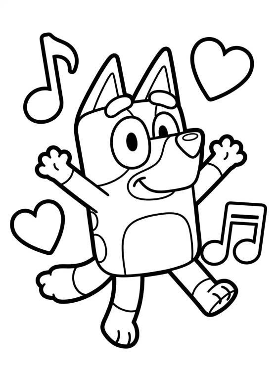Desenho de Bluey Feliz Dançando para colorir e imprimir grátis