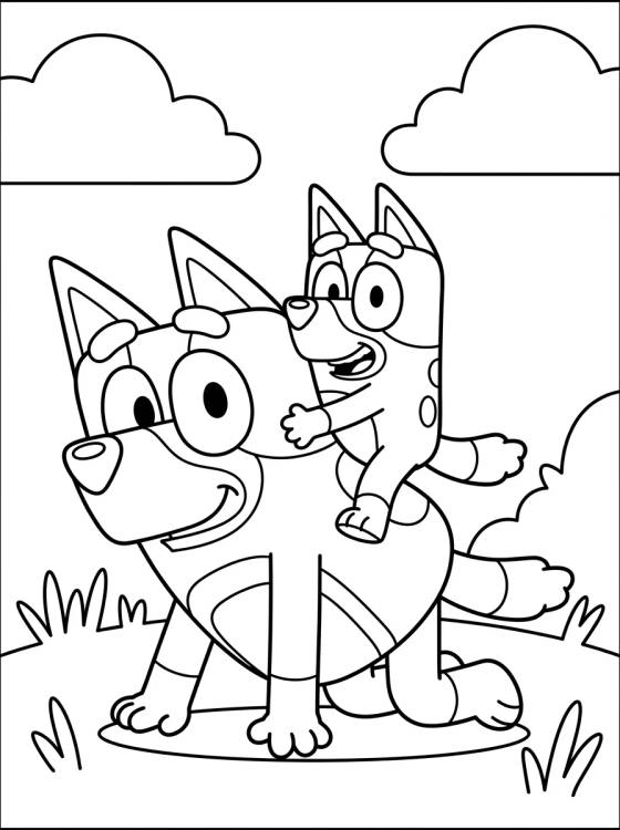 Papai Bandit e Bluey para colorir Desenho de Papai Bandit e Bluey para colorir e imprimir grátis