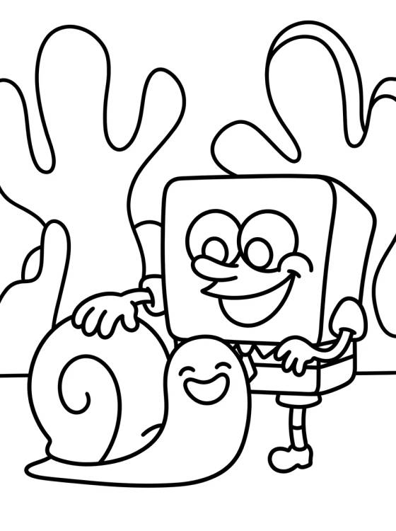 Bob Esponja com o Caracol Gary para colorir Desenho de Bob Esponja com o Caracol Gary para colorir e imprimir grátis