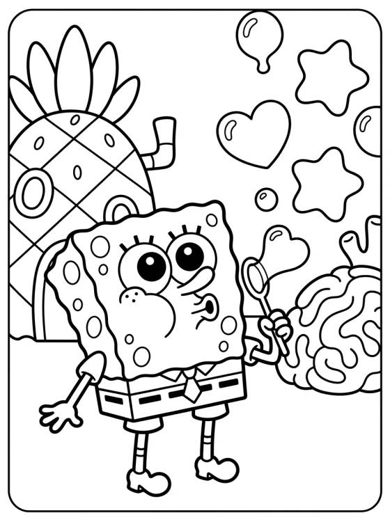 Desenho de Bob Esponja Fazendo Bolhas para colorir e imprimir grátis