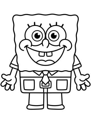 Desenho de Bob Esponja Sorridente e Kawaii para colorir e imprimir grátis