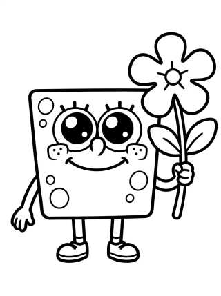 Bob Esponja Sorridente Kawaii para colorir Desenho de Bob Esponja Sorridente Kawaii para colorir e imprimir grátis