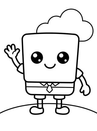 Desenho de Bob Esponja Sorridente Kawaii para colorir e imprimir grátis
