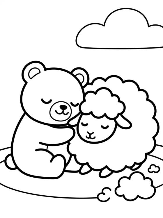 Desenho de Bobbie Dormindo com a Ovelhinha para colorir e imprimir grátis