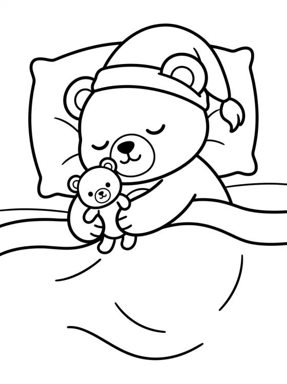 Desenho de Bobbie Dormindo com Ursinho para colorir e imprimir grátis