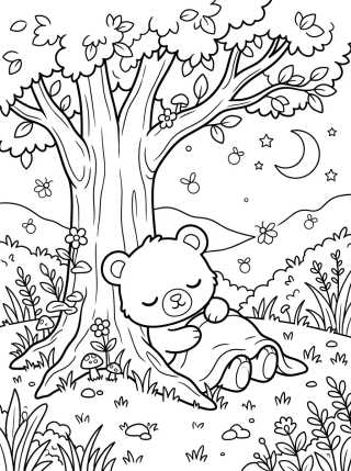 Bobbie Dormindo debaixo da Árvore para colorir Desenho de Bobbie Dormindo debaixo da Árvore para colorir e imprimir grátis