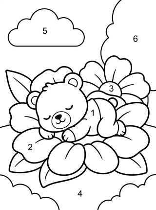 Desenho de Bobbie Dormindo na Cama de Flores para colorir e imprimir grátis