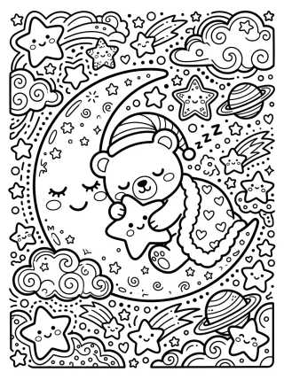 Bobbie Dormindo na Lua Fofinha para colorir Desenho de Bobbie Dormindo na Lua Fofinha para colorir e imprimir grátis