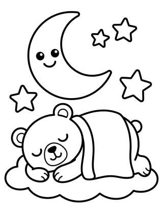 Bobbie Dormindo Sob a Lua para colorir Desenho de Bobbie Dormindo Sob a Lua para colorir e imprimir grátis