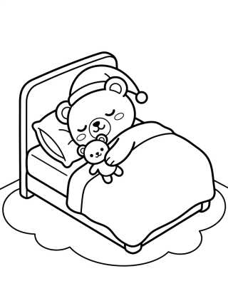 Ursinho Bobbie Dormindo na Cama com Ursinho de Pelúcia para colorir Desenho de Ursinho Bobbie Dormindo na Cama com Ursinho de Pelúcia para colorir e imprimir grátis