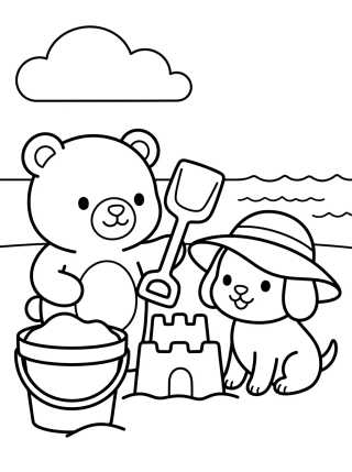 Desenho de Bobbie e o Cachorrinho na Praia para colorir e imprimir grátis