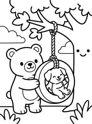 Desenho de Bobbie e o Cãozinho no Balanço para colorir e imprimir grátis