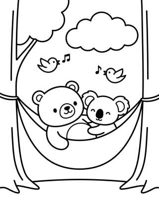 Desenho de Bobbie e o Coala na Rede para colorir e imprimir grátis