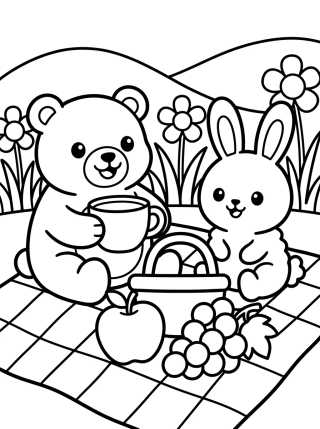 Desenho de Bobbie e o Coelhinho no Piquenique para colorir e imprimir grátis