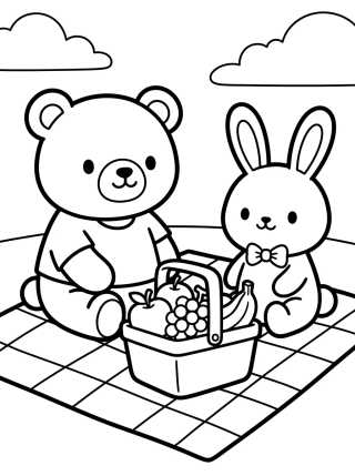 Desenho de Bobbie e o Coelho no Piquenique para colorir e imprimir grátis