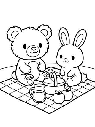 Desenho de Bobbie e o Coelho no Piquenique para colorir e imprimir grátis