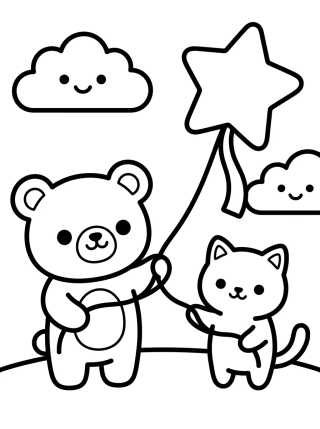 Bobbie e o Gatinho Soltando Pipa para colorir Desenho de Bobbie e o Gatinho Soltando Pipa para colorir e imprimir grátis