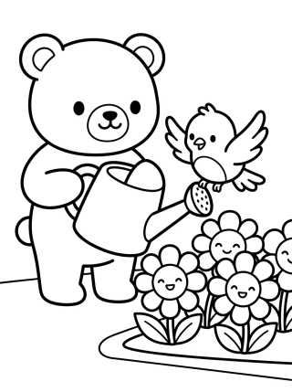 Desenho de Bobbie e o Passarinho no Jardim para colorir e imprimir grátis