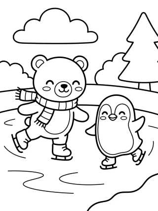 Desenho de Bobbie e o Pinguim no Gelo para colorir e imprimir grátis