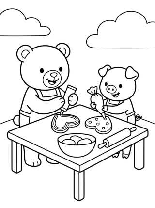 Desenho de Bobbie e o Porquinho Fazendo Biscoitos para colorir e imprimir grátis