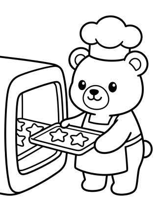 Coleção de desenhos para colorir: Bobbie na Cozinha para Colorir
