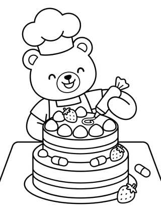 Desenho de Bobbie Confeitando um Bolo para colorir e imprimir grátis