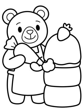 Desenho de Bobbie Confeitando um Bolo para colorir e imprimir grátis