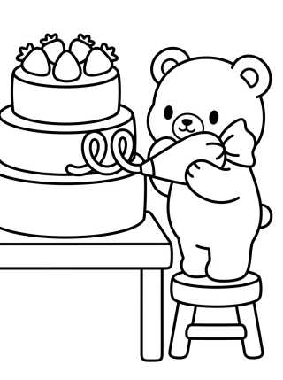 Desenho de Bobbie Decorando um Bolo para colorir e imprimir grátis