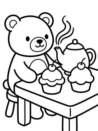 Desenho de Bobbie e a Hora do Chá com Cupcakes para colorir e imprimir grátis