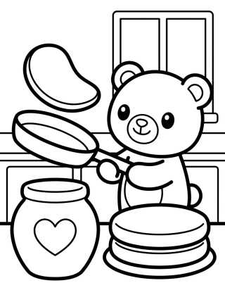 Desenho de Bobbie Fazendo Panquecas para colorir e imprimir grátis
