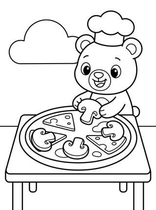 Bobbie Montando uma Pizza para colorir Desenho de Bobbie Montando uma Pizza para colorir e imprimir grátis