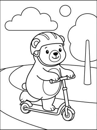 Desenho de Bobbie Andando de Patinete para colorir e imprimir grátis