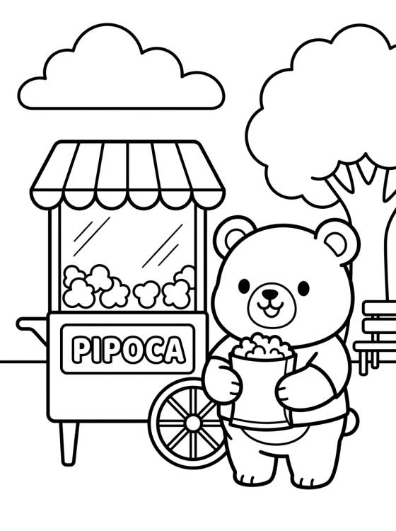 Desenho de Bobbie Comprando Pipoca na Praça para colorir e imprimir grátis