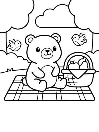 Desenho de Bobbie Fazendo Picnic no Bosque para colorir e imprimir grátis