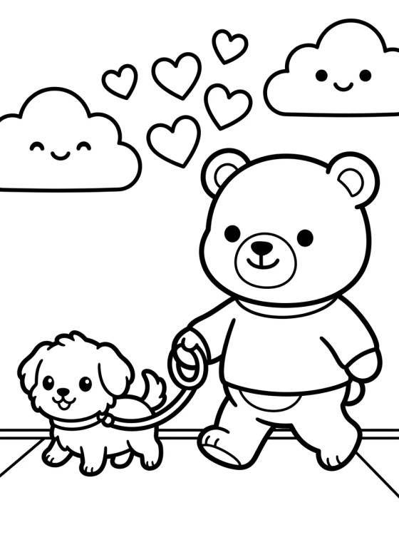 Desenho de Bobbie Passeando com o Cachorrinho para colorir e imprimir grátis