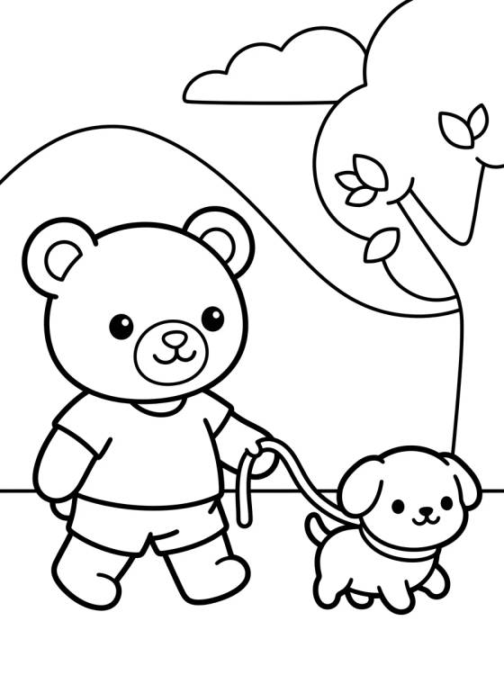 Desenho de Bobbie Passeando com seu Cachorrinho para colorir e imprimir grátis