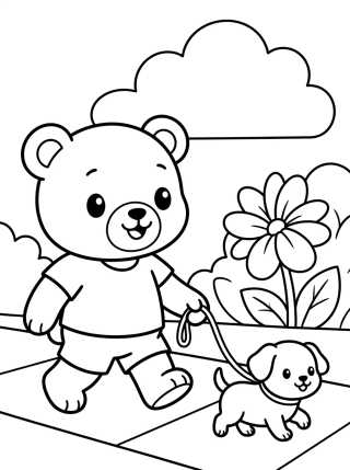 Desenho de Bobbie Passeando com seu Cachorrinho para colorir e imprimir grátis