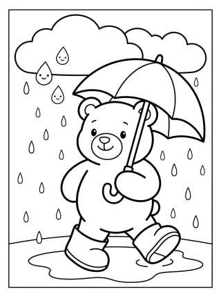 Desenho de Bobbie Passeando na Chuva com Guarda-Chuva para colorir e imprimir grátis