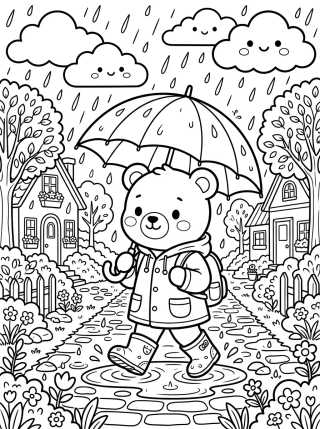 Bobbie Passeando na Chuva com Guarda-Chuva para colorir Desenho de Bobbie Passeando na Chuva com Guarda-Chuva para colorir e imprimir grátis