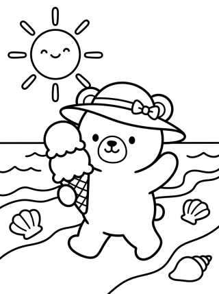 Desenho de Bobbie Passeando na Praia com Sorvete para colorir e imprimir grátis