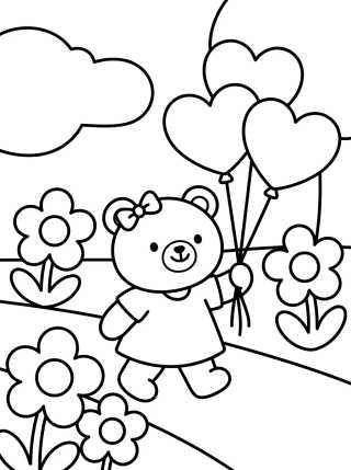 Desenho de Bobbie Passeando no Parque com Balões para colorir e imprimir grátis