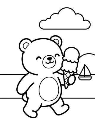 Desenho de Bobbie Tomando Sorvete no Passeio para colorir e imprimir grátis