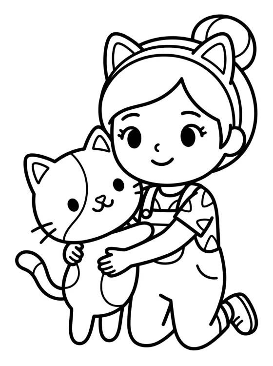 Desenho de Bolo Gato Abraçando a Gabby para colorir e imprimir grátis