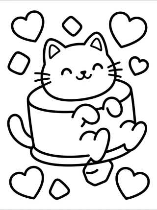 Bolo Gato com Granulados Mágicos para colorir Desenho de Bolo Gato com Granulados Mágicos para colorir e imprimir grátis