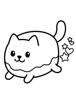 Bolo Gato Correndo com Estrelinhas para colorir Desenho de Bolo Gato Correndo com Estrelinhas para colorir e imprimir grátis