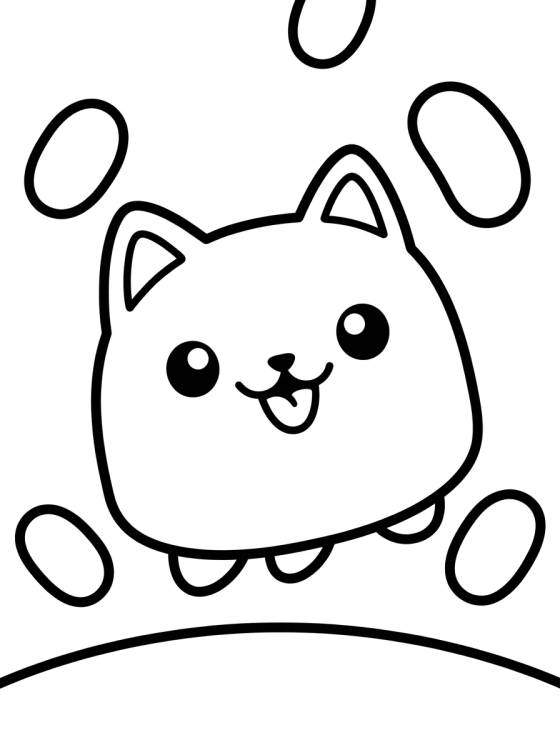 Desenho de Bolo Gato Feliz com Granulados para colorir e imprimir grátis