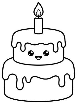 Bolo de Aniversário de Camadas para colorir Desenho de Bolo de Aniversário de Camadas para colorir e imprimir grátis