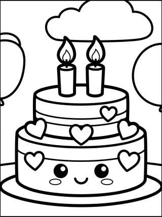 Bolo de Aniversário Festivo para colorir Desenho de Bolo de Aniversário Festivo para colorir e imprimir grátis
